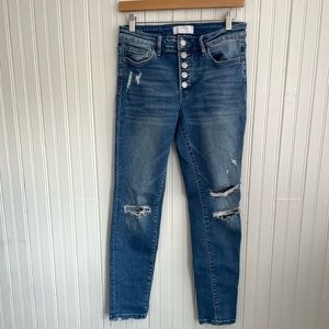 Women’s Vervet by Flying Monkey Beautiful Scars High Rise Button Fly Skinny 28